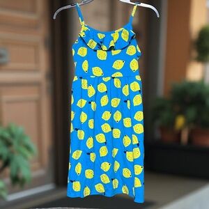 💖💕Girls Sundress Blue With Yellow Lemon Print